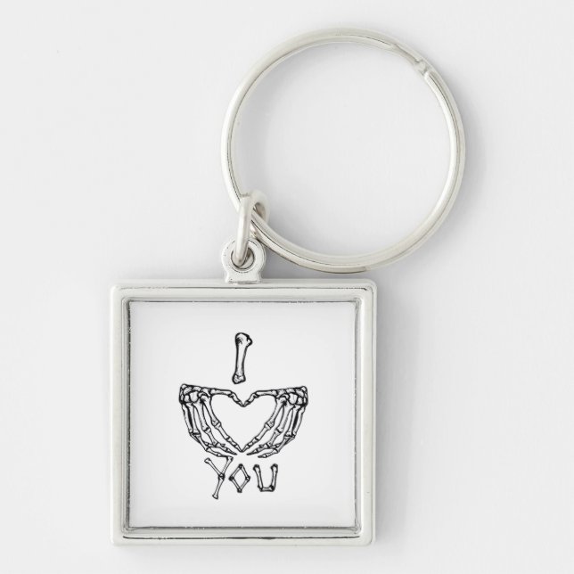 Skeleton Hands Making A Heart  Key Ring (Front)