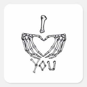 Skeleton Hands Making A Heart Subtle Expression Square Sticker