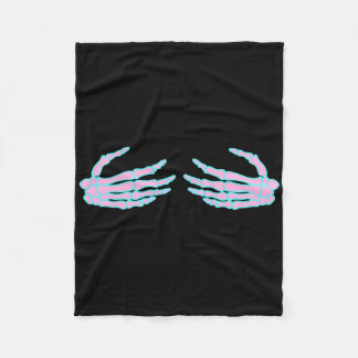 Skeleton Hands On S Breast  Fleece Blanket