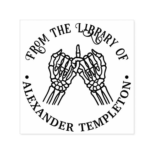 Skeleton Hands Pinky Swear #1P Library Book Name Self-inking Stamp (Design)