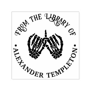 Skeleton Hands Pinky Swear #2 Library Book Name Self-inking Stamp