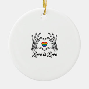 Skeleton Hands Rainbow Heart Love Is Love Shirt_1 Ceramic Ornament