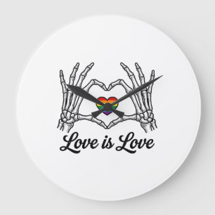 Skeleton Hands Rainbow Heart Love Is Love Shirt_1 Large Clock