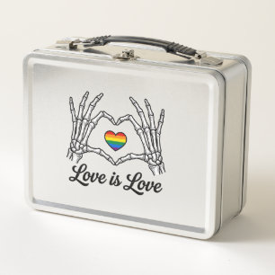 Skeleton Hands Rainbow Heart Love Is Love Shirt_1 Metal Lunch Box