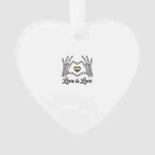 Skeleton Hands Rainbow Heart Love Is Love Shirt_1 Ornament