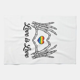Skeleton Hands Rainbow Heart Love Is Love Shirt_1 Tea Towel