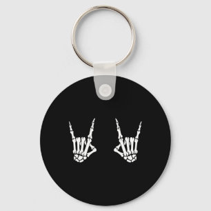 Skeleton Hands Rocker Rock On Rock Star Key Ring