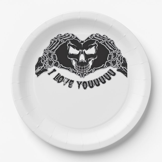 Skeleton Hands Skull, Halloween Design For Backgro Paper Plate (Front)