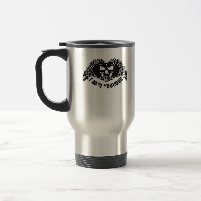 Skeleton Hands Skull, Halloween Design For Backgro Travel Mug (Left)