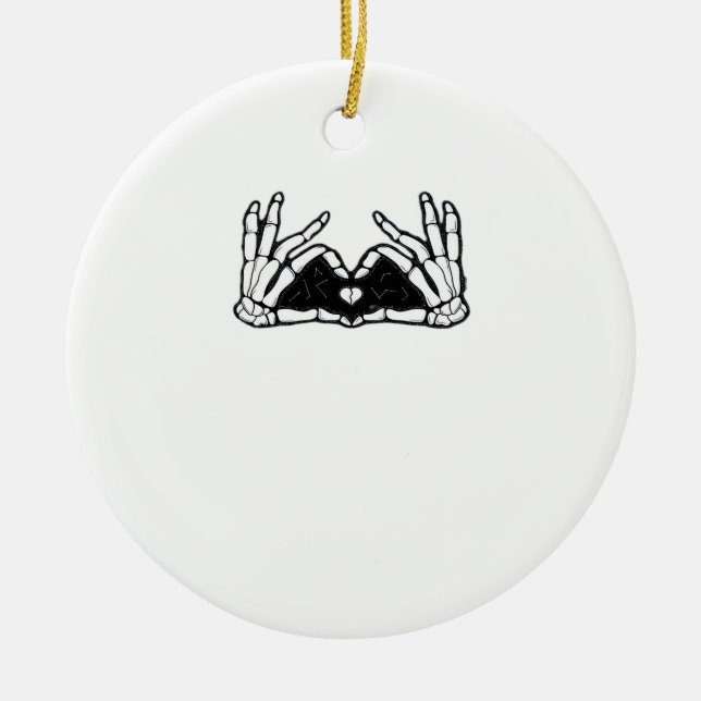 Skeleton Hands The Of A Heart  Ceramic Ornament (Front)