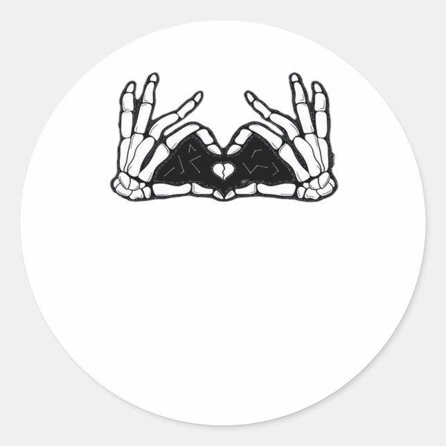 Skeleton Hands The Of A Heart  Classic Round Sticker (Front)