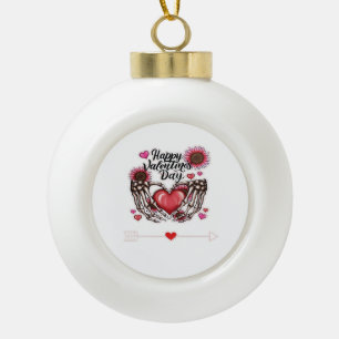 Skeleton Hands Valentines Day Classic Ceramic Ball Christmas Ornament