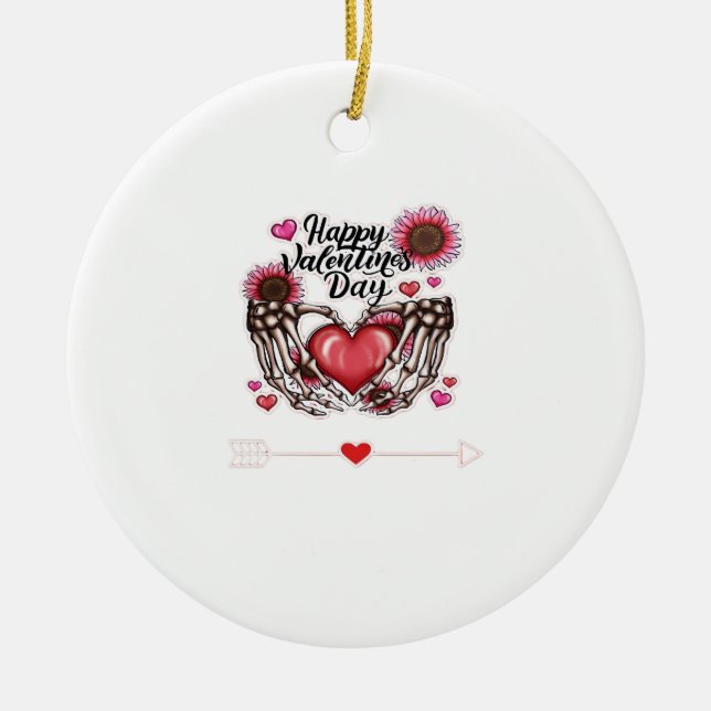 Skeleton Hands Valentines Day Classic Ceramic Ornament (Front)