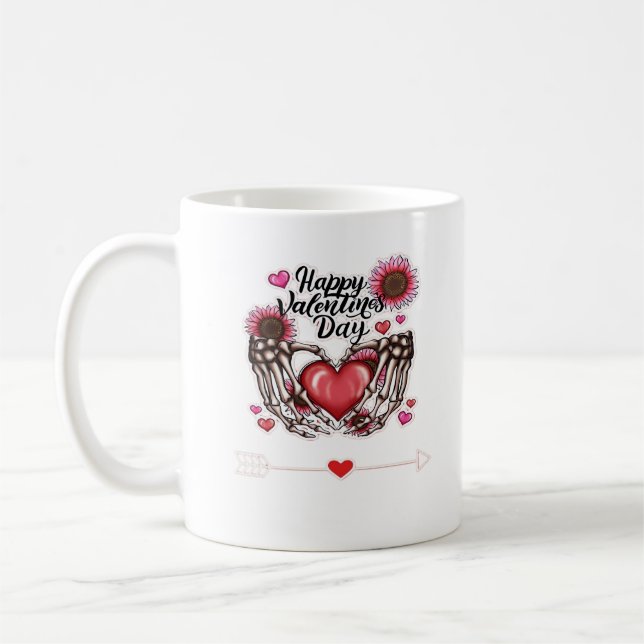 Skeleton Hands Valentines Day Classic Coffee Mug (Left)