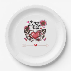Skeleton Hands Valentines Day Classic Paper Plate