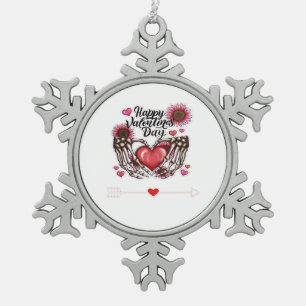 Skeleton Hands Valentines Day Classic Snowflake Pewter Christmas Ornament