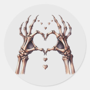Skeleton Hands with Falling Hearts Sticker 