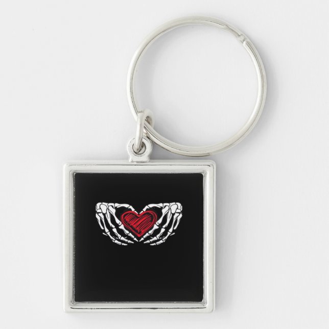 Skeleton Hands With Heart Classic Key Ring (Front)