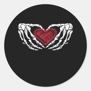 Skeleton Hands With Heart Classic Round Sticker