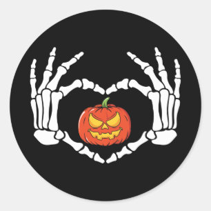 Skeleton Hands with Pumpkin Sticker
