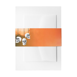 Skeleton Happy Halloween Freaky Night With Skulls Invitation Belly Band