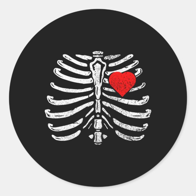 Skeleton He Rib Cage X-Ray Halloween Classic Round Sticker (Front)