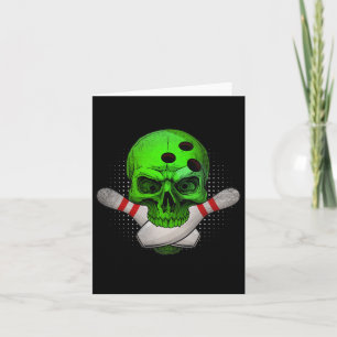 Skeleton Head Skull Bowling Ll And Pins Happy Hall Card