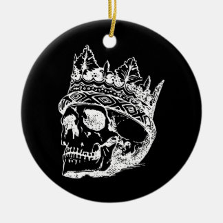 Skeleton Head with a Crown on a Ceramic Ornament