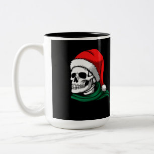 Skeleton Head with Stocking Hat on a Two-Tone Coffee Mug