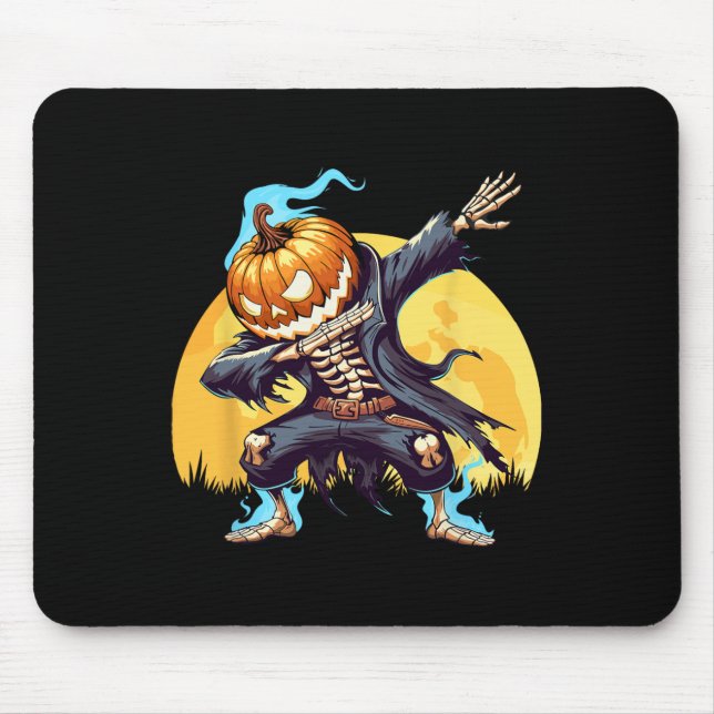 Skeleton Headless Pumpkin Dab Dance Boys Halloween Mouse Pad (Front)