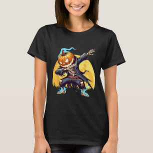 Skeleton Headless Pumpkin Dab Dance Boys Halloween T-Shirt
