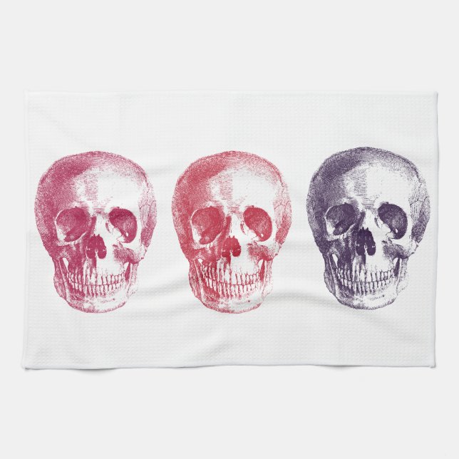 Skeleton Heads Tea Towel (Horizontal)