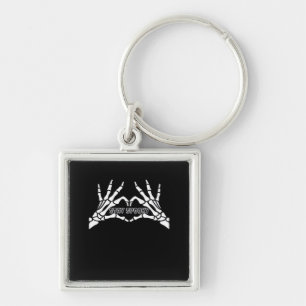 Skeleton Heart And Hands Classic Design  Key Ring