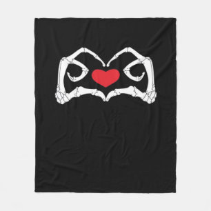 Skeleton Heart And Hands Funny Fleece Blanket