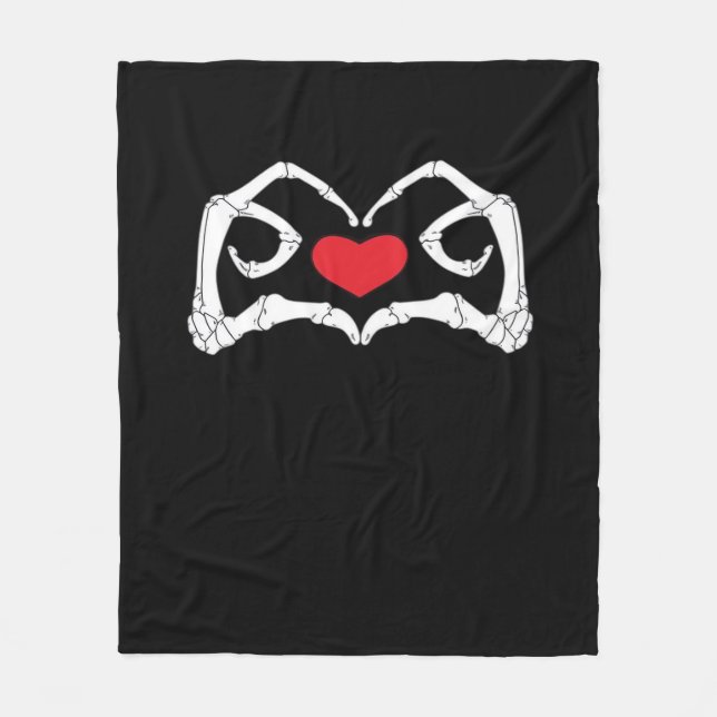 Skeleton Heart And Hands Funny  Fleece Blanket (Front)