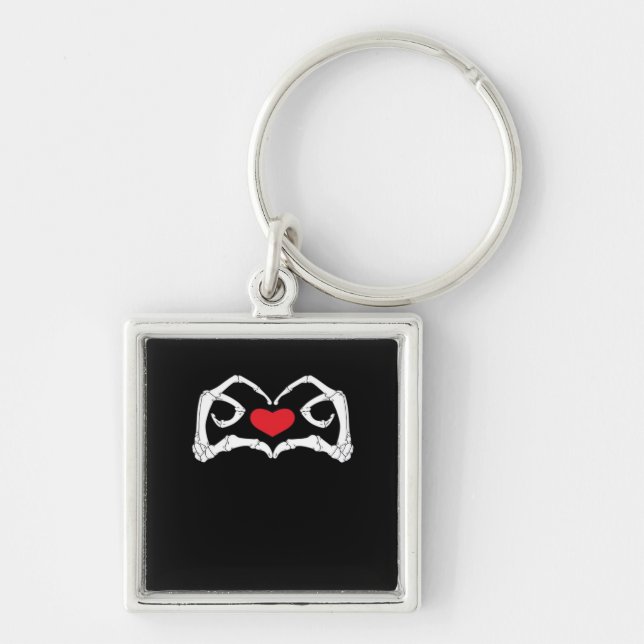 Skeleton Heart And Hands Funny  Key Ring (Front)