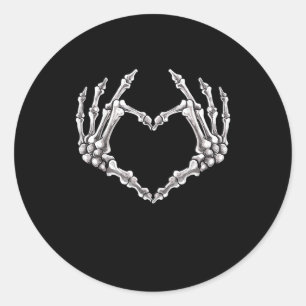 Skeleton Heart And Hands Gothic Halloween Costume  Classic Round Sticker