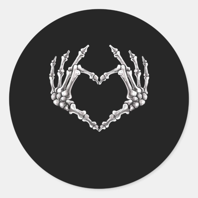 Skeleton Heart And Hands Gothic Halloween Costume  Classic Round Sticker (Front)