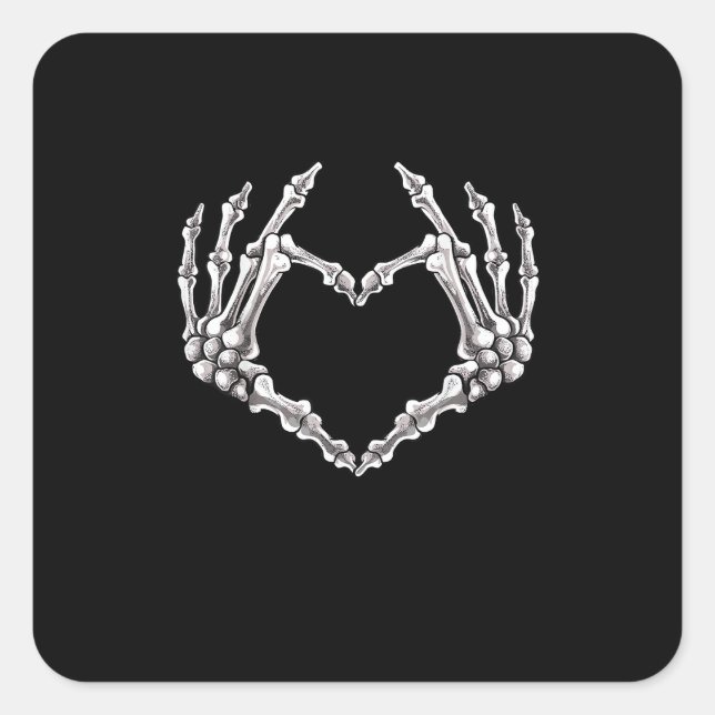 Skeleton Heart And Hands Gothic Halloween Costume  Square Sticker (Front)