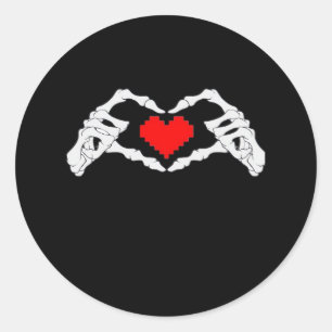 Skeleton Heart And Hands Meme Classic Round Sticker