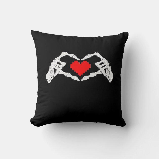 Skeleton Heart And Hands Meme Cushion (Front)