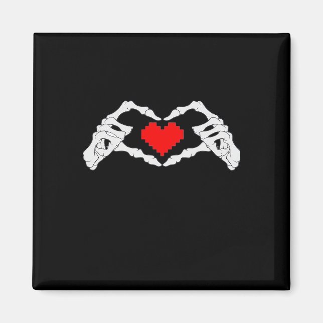 Skeleton Heart And Hands Meme Magnet (Front)