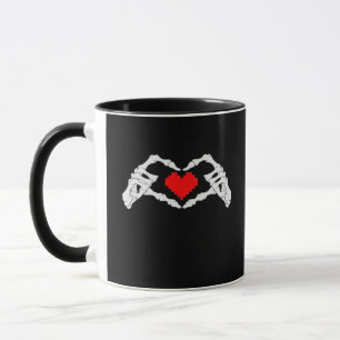 Skeleton Heart And Hands Meme Mug