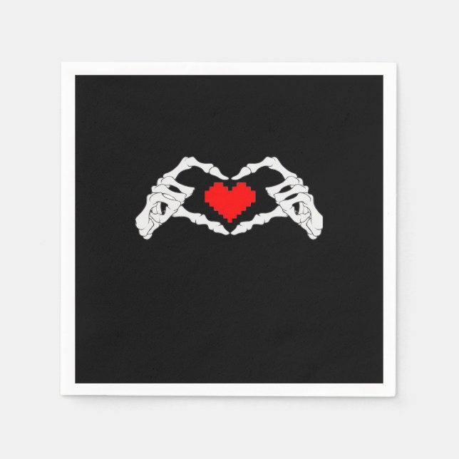 Skeleton Heart And Hands Meme Napkin (Front)