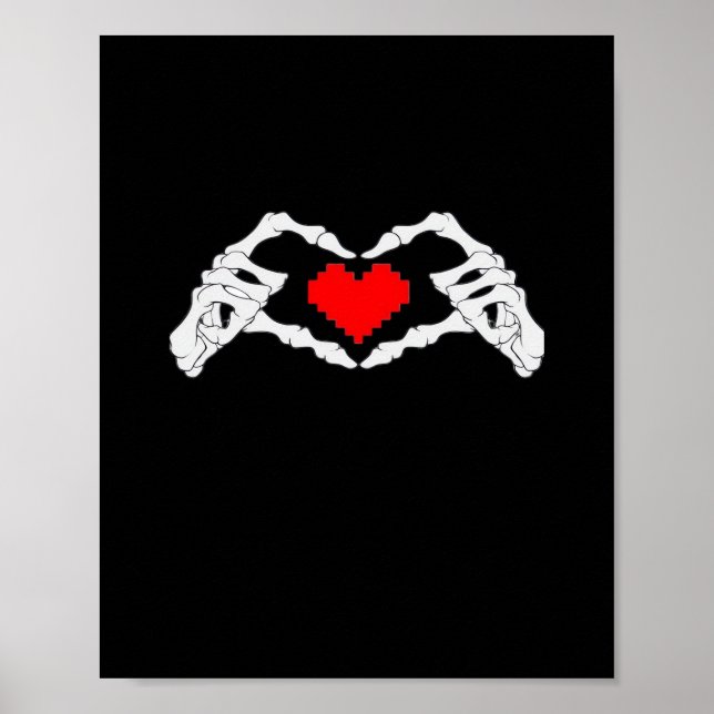 Skeleton Heart And Hands Meme Poster (Front)