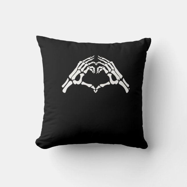 Skeleton Heart And Hands Sign Cushion (Front)