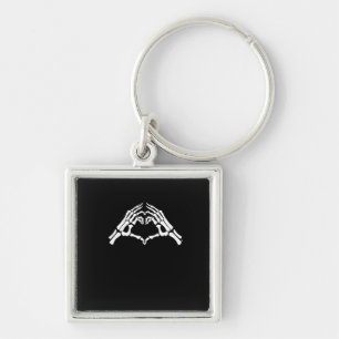 Skeleton Heart And Hands Sign Key Ring