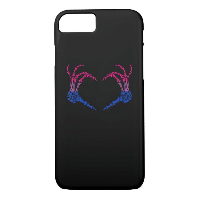 Skeleton Heart Bisexual Lgbt-Q Pride Skull Hand Case-Mate iPhone Case (Back)