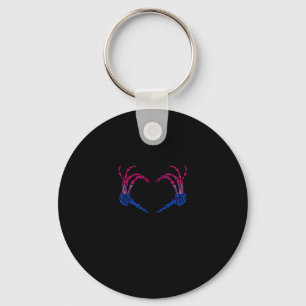 Skeleton Heart Bisexual Lgbt-Q Pride Skull Hand Key Ring