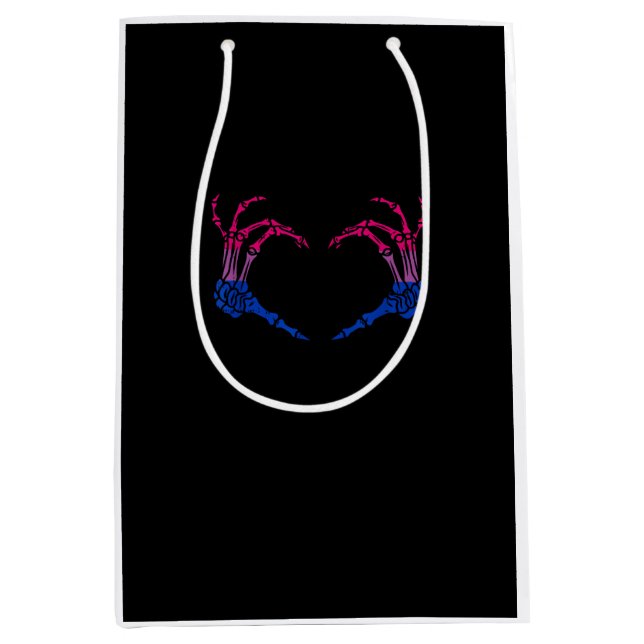 Skeleton Heart Bisexual Lgbt-Q Pride Skull Hand Medium Gift Bag (Front)